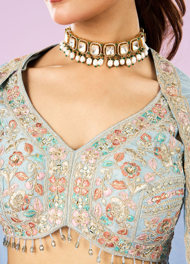 Mohey Women Ethereal Light Blue Lehenga