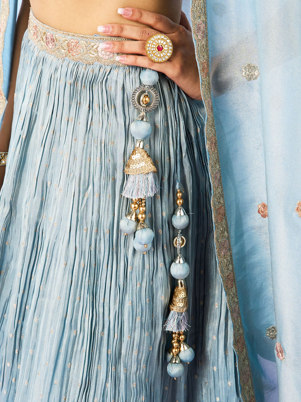 Mohey Women Ethereal Light Blue Lehenga