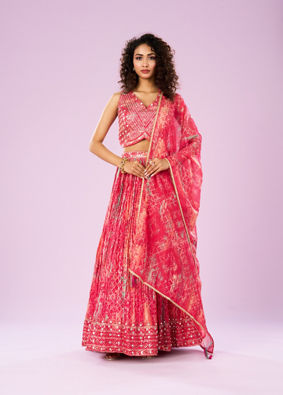 Mohey Women Gajree Pink Royal Lehenga