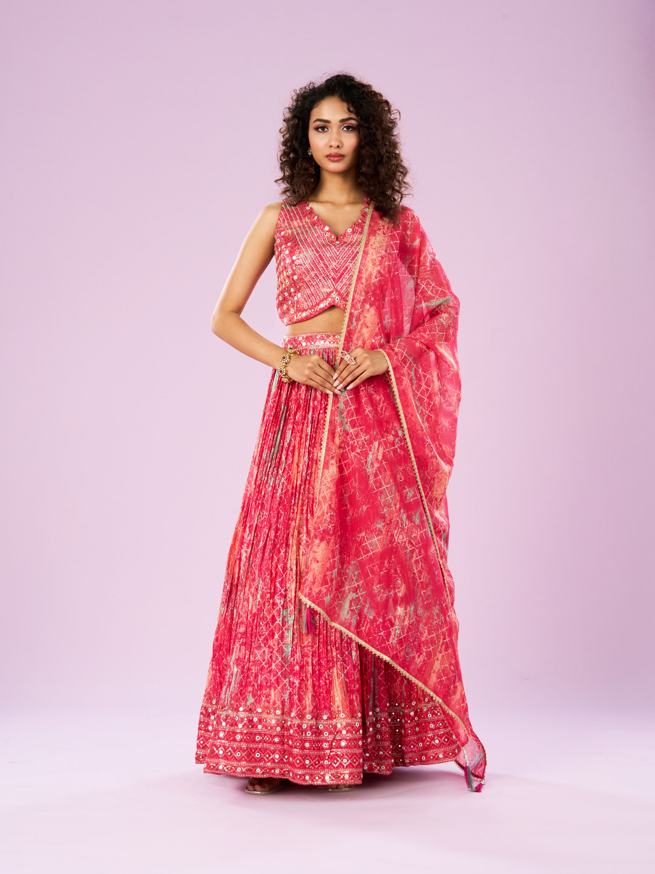 Mohey Women Gajree Pink Royal Lehenga