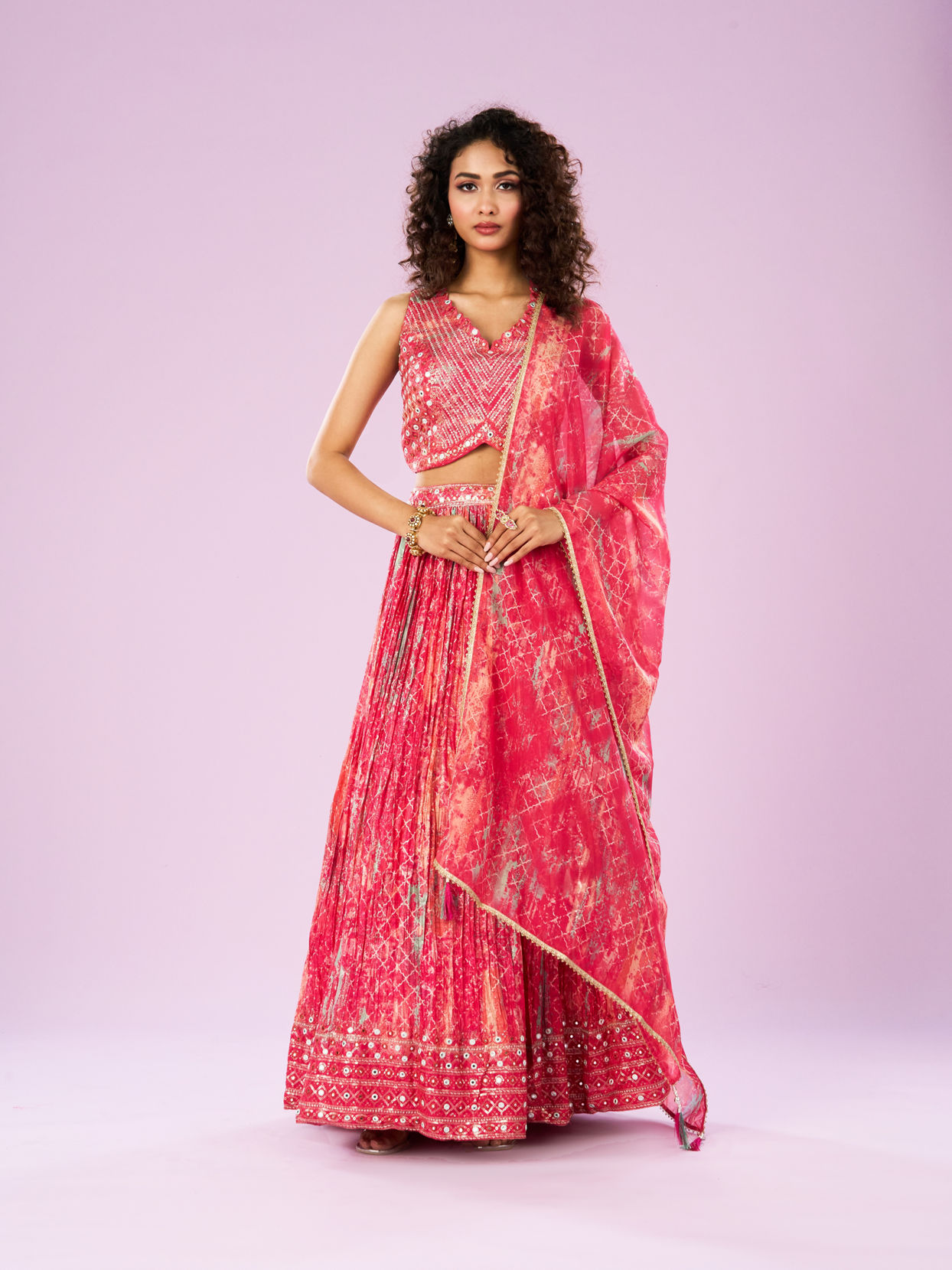 Mohey Women Gajree Pink Royal Lehenga