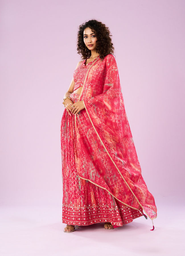 Mohey Women Gajree Pink Royal Lehenga