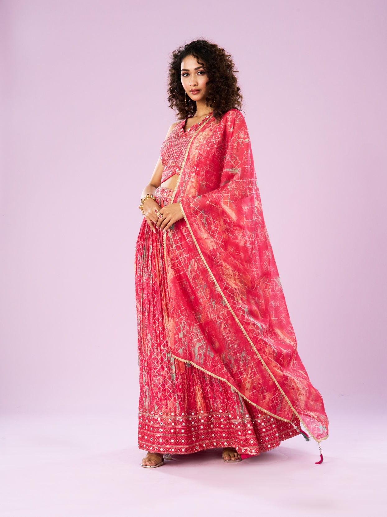 Mohey Women Gajree Pink Royal Lehenga