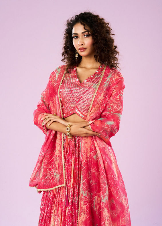 Mohey Women Gajree Pink Royal Lehenga