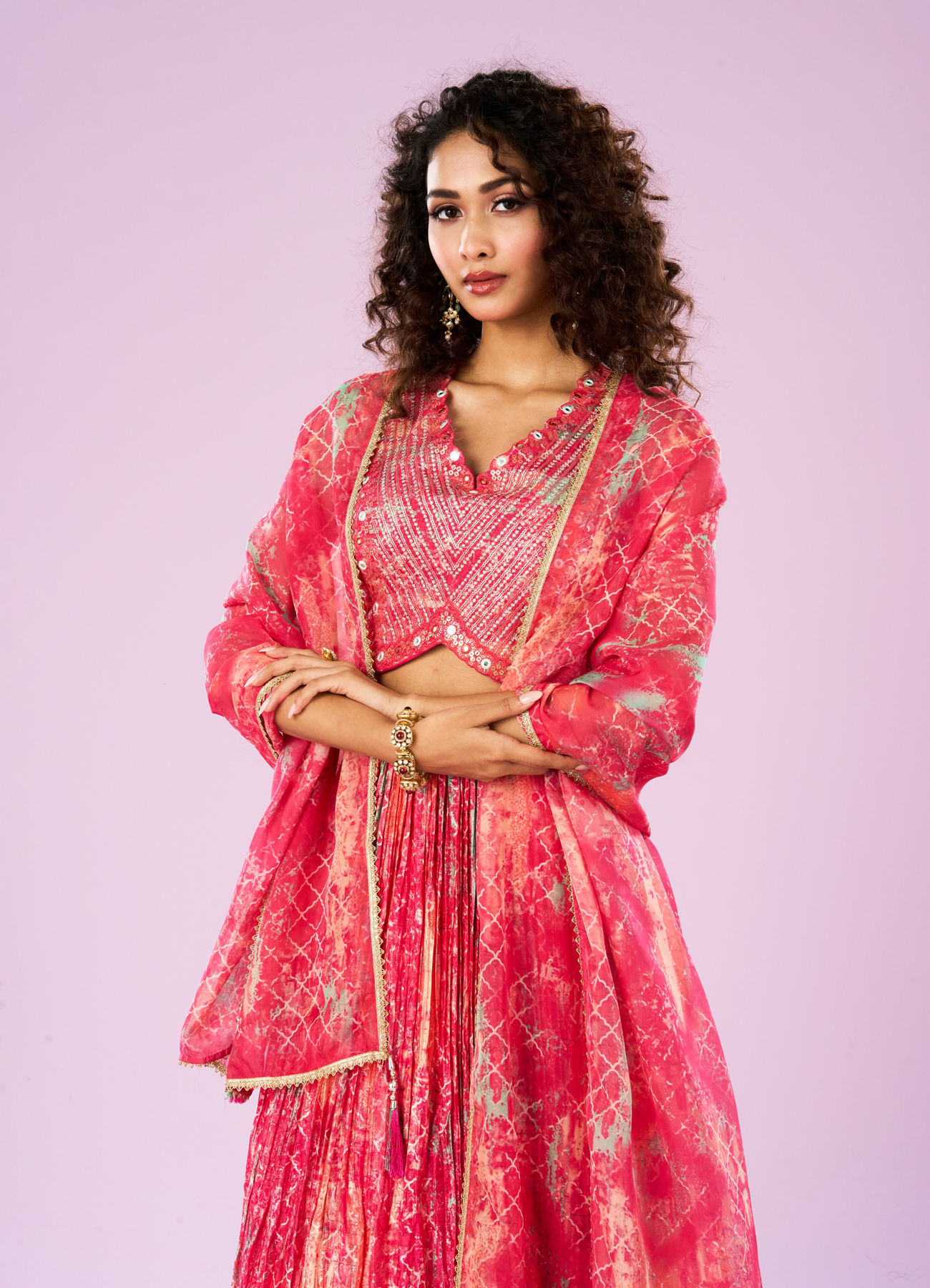 Mohey Women Gajree Pink Royal Lehenga