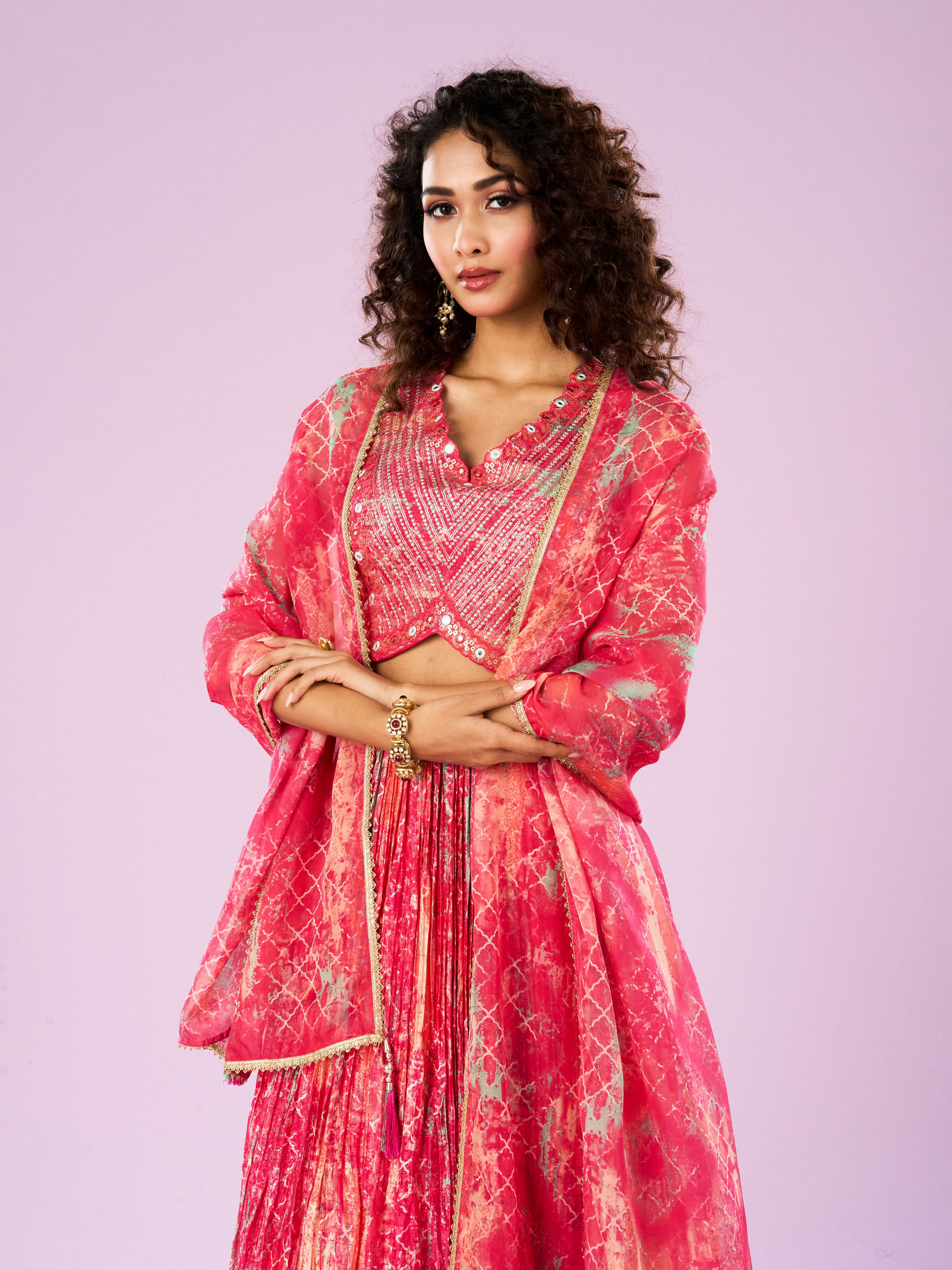 Mohey Women Gajree Pink Royal Lehenga