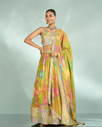 Mohey Women Emerald Elegance Lehenga