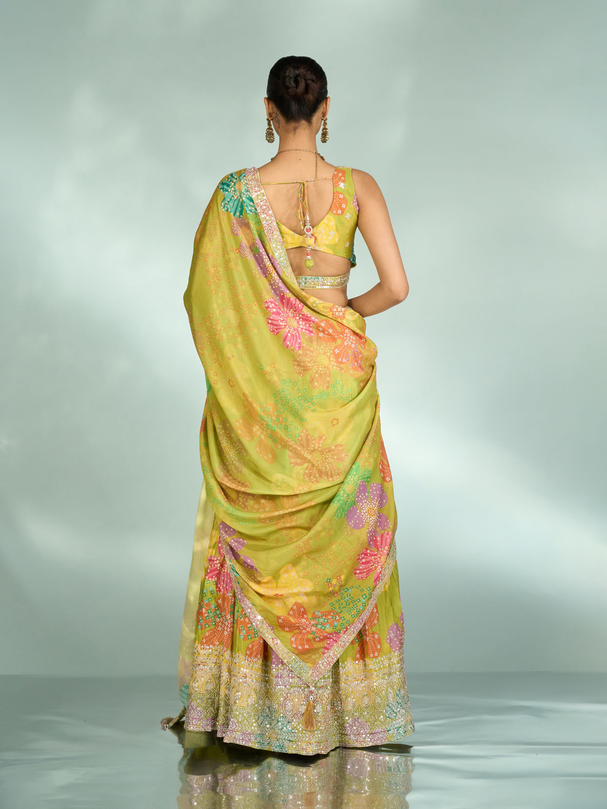 Mohey Women Emerald Elegance Lehenga