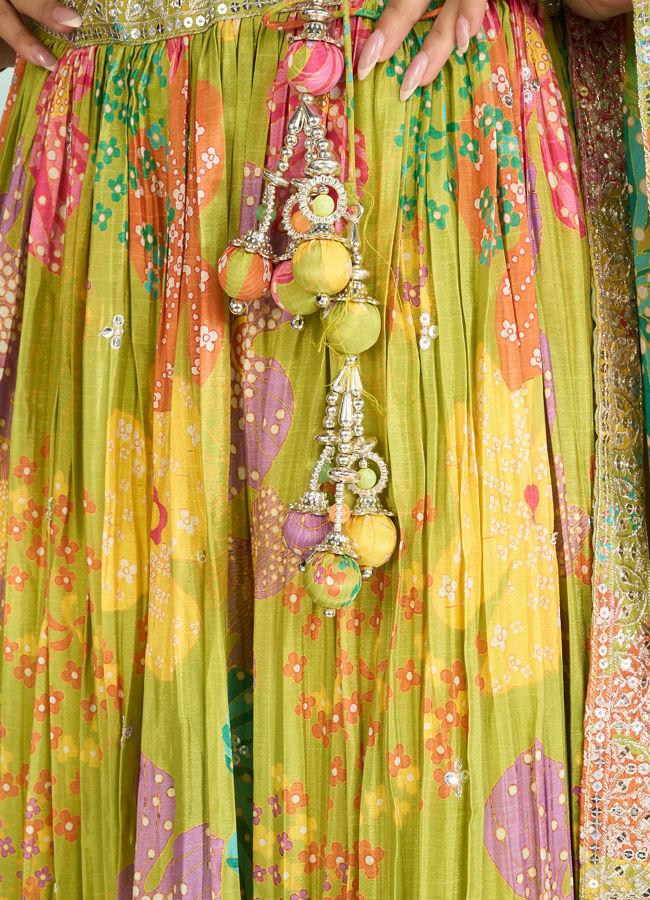 Mohey Women Emerald Elegance Lehenga