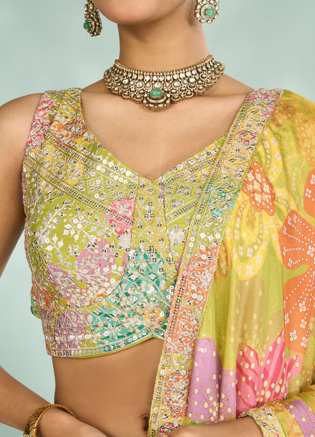 Mohey Women Emerald Elegance Lehenga