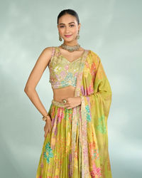 Mohey Women Emerald Elegance Lehenga