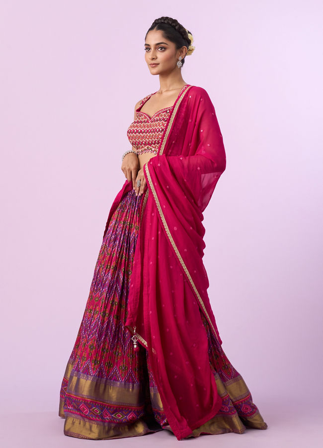 Mohey Women Ravishing Pink Chinon Lehenga