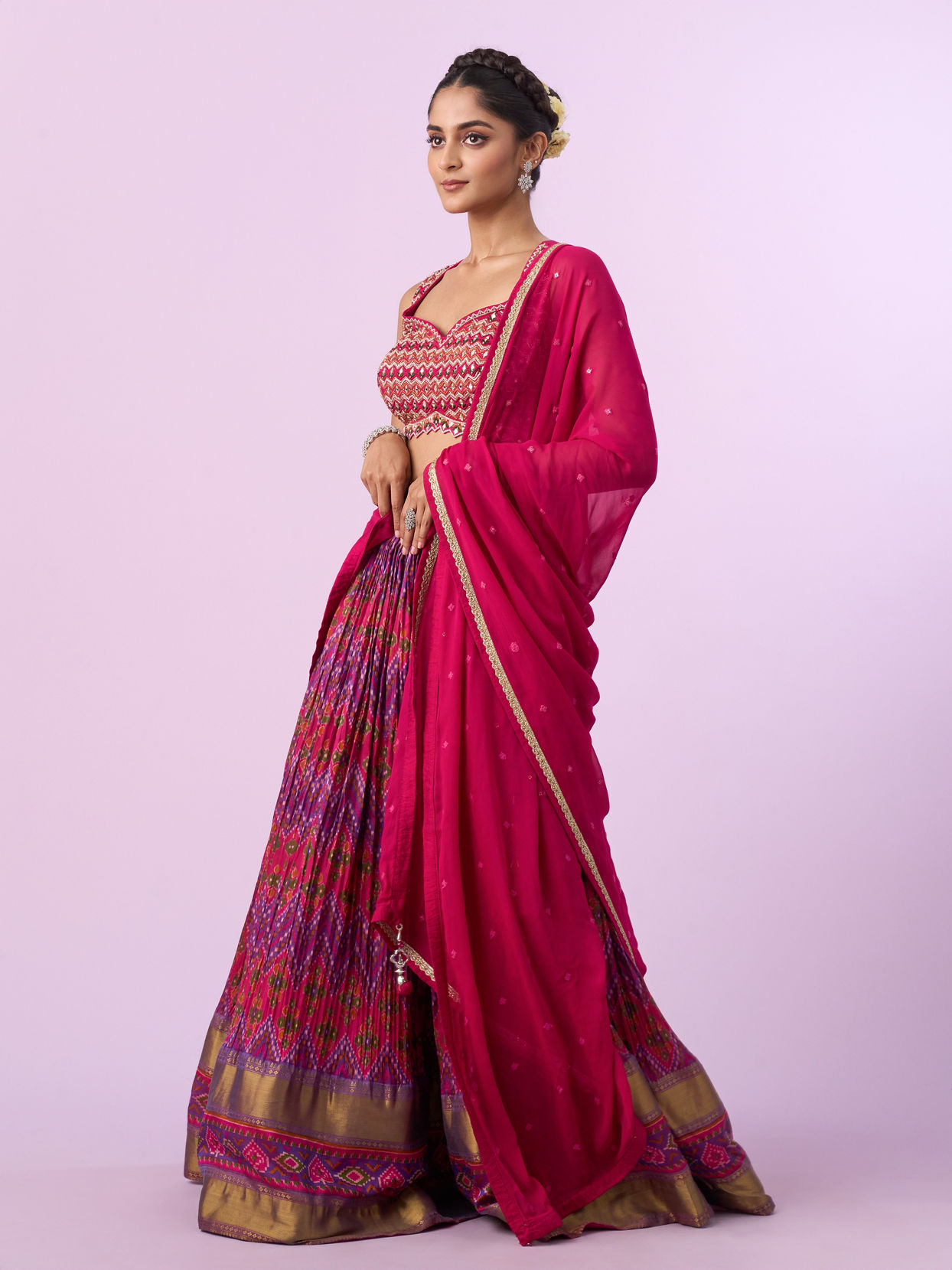 Mohey Women Ravishing Pink Chinon Lehenga