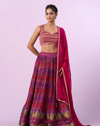 Mohey Women Ravishing Pink Chinon Lehenga