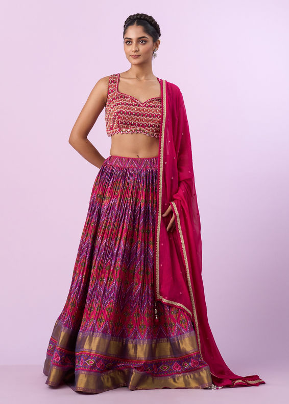 Mohey Women Ravishing Pink Chinon Lehenga
