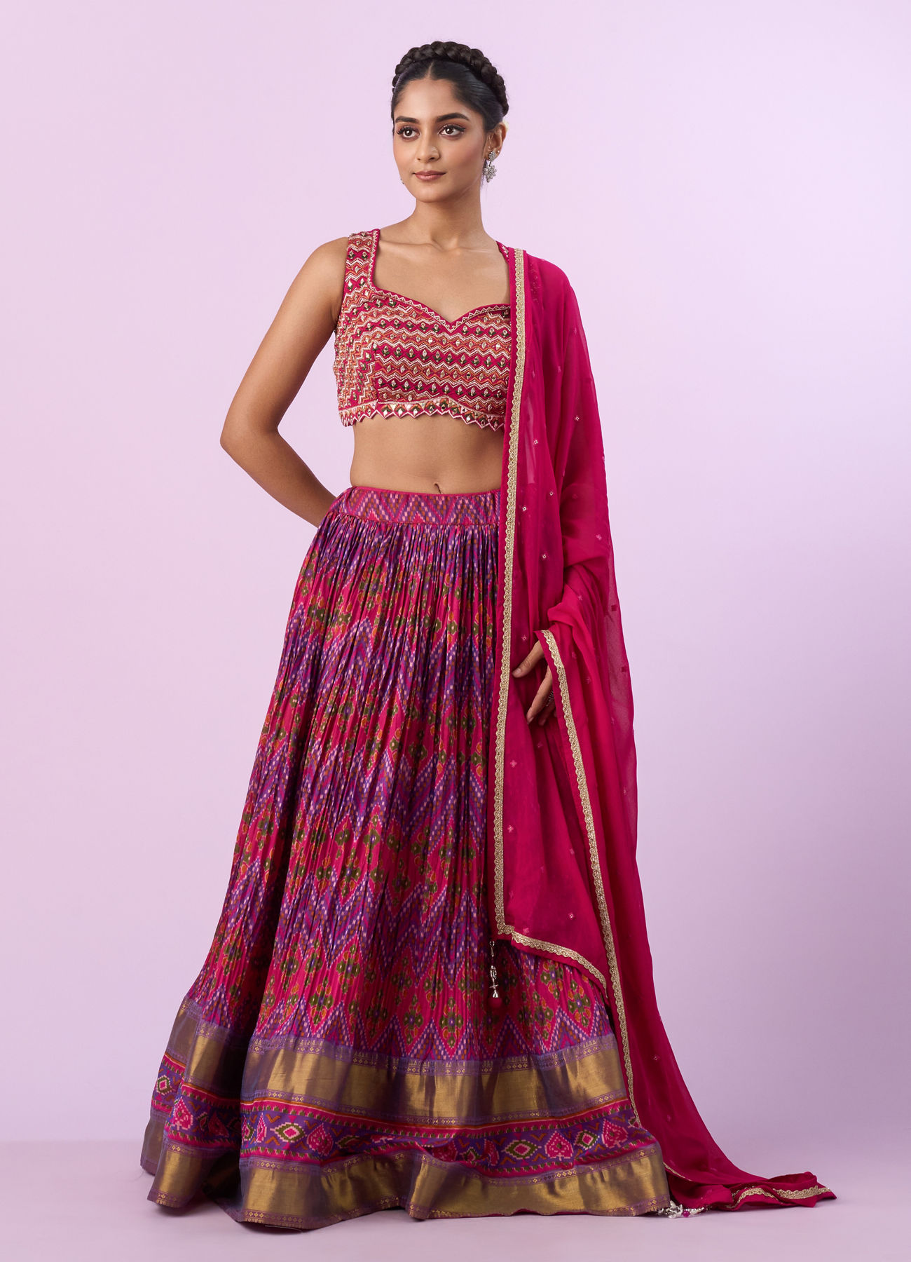 Mohey Women Ravishing Pink Chinon Lehenga