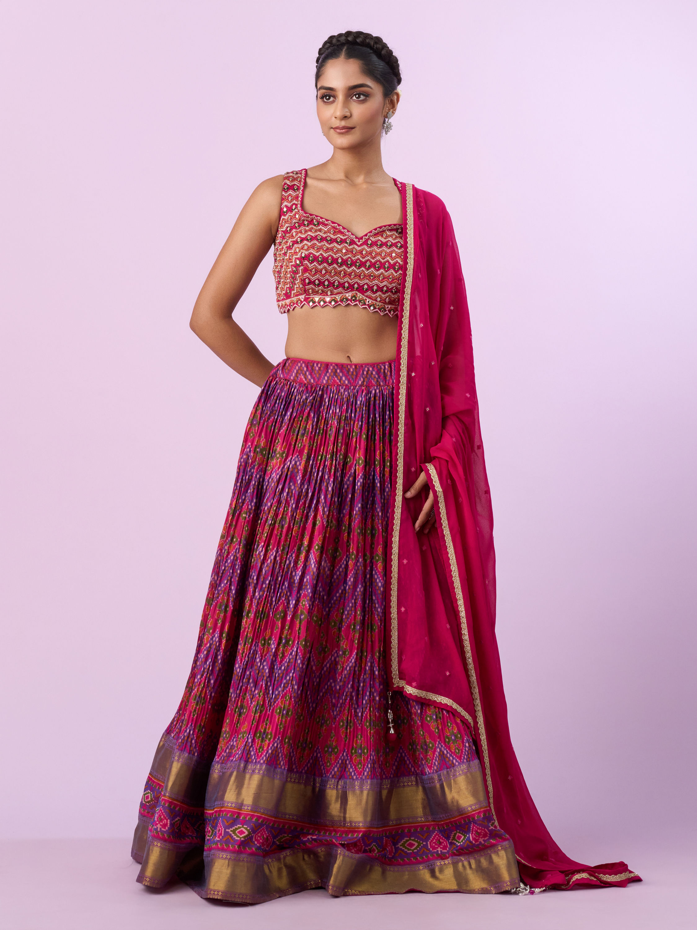 Mohey Women Ravishing Pink Chinon Lehenga