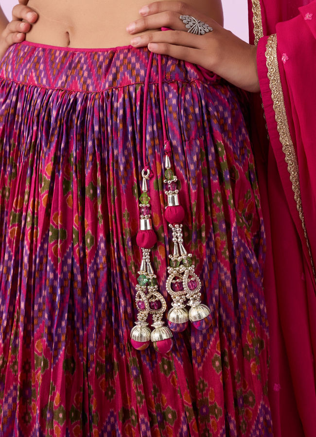 Mohey Women Ravishing Pink Chinon Lehenga