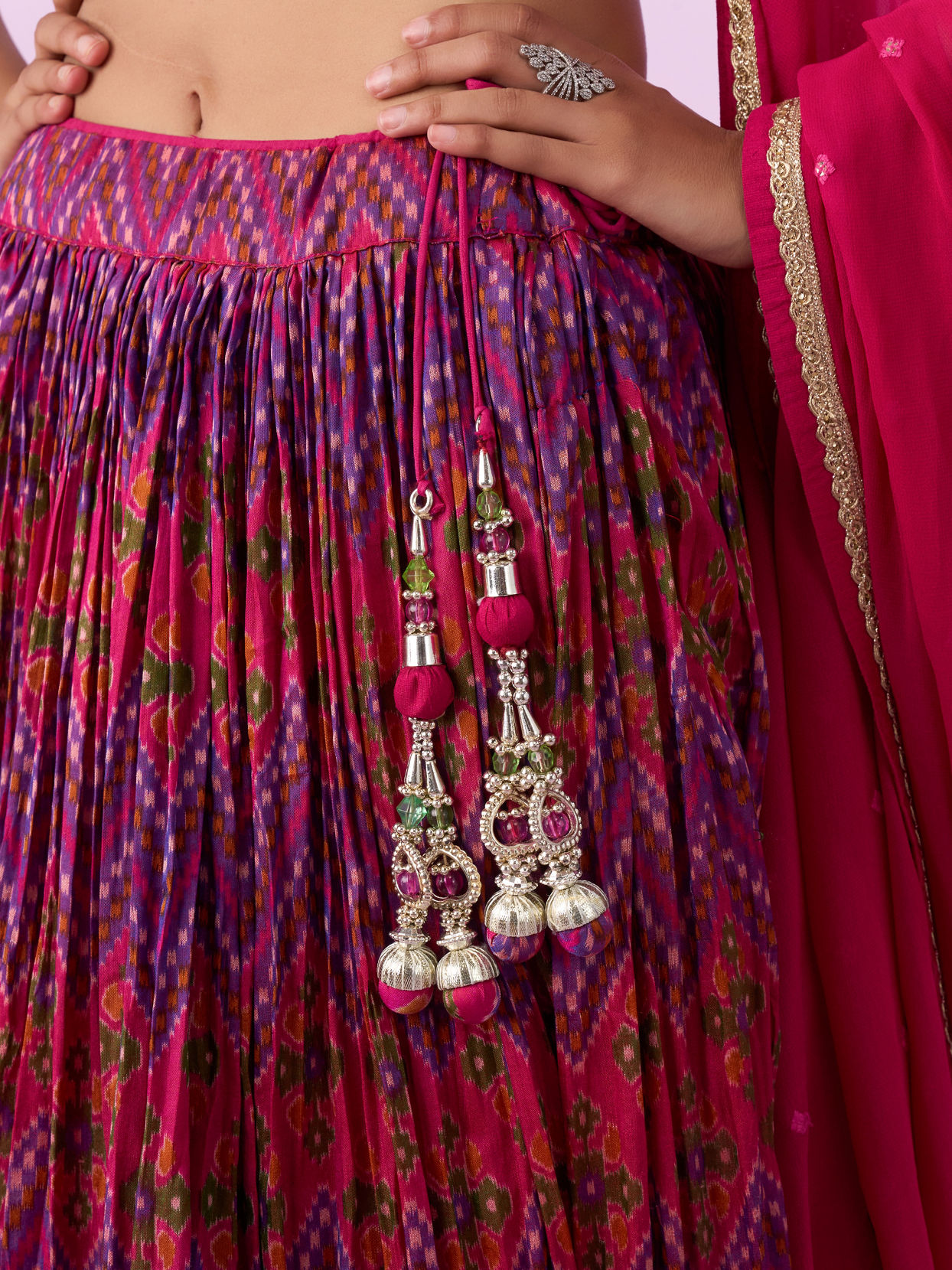 Mohey Women Ravishing Pink Chinon Lehenga