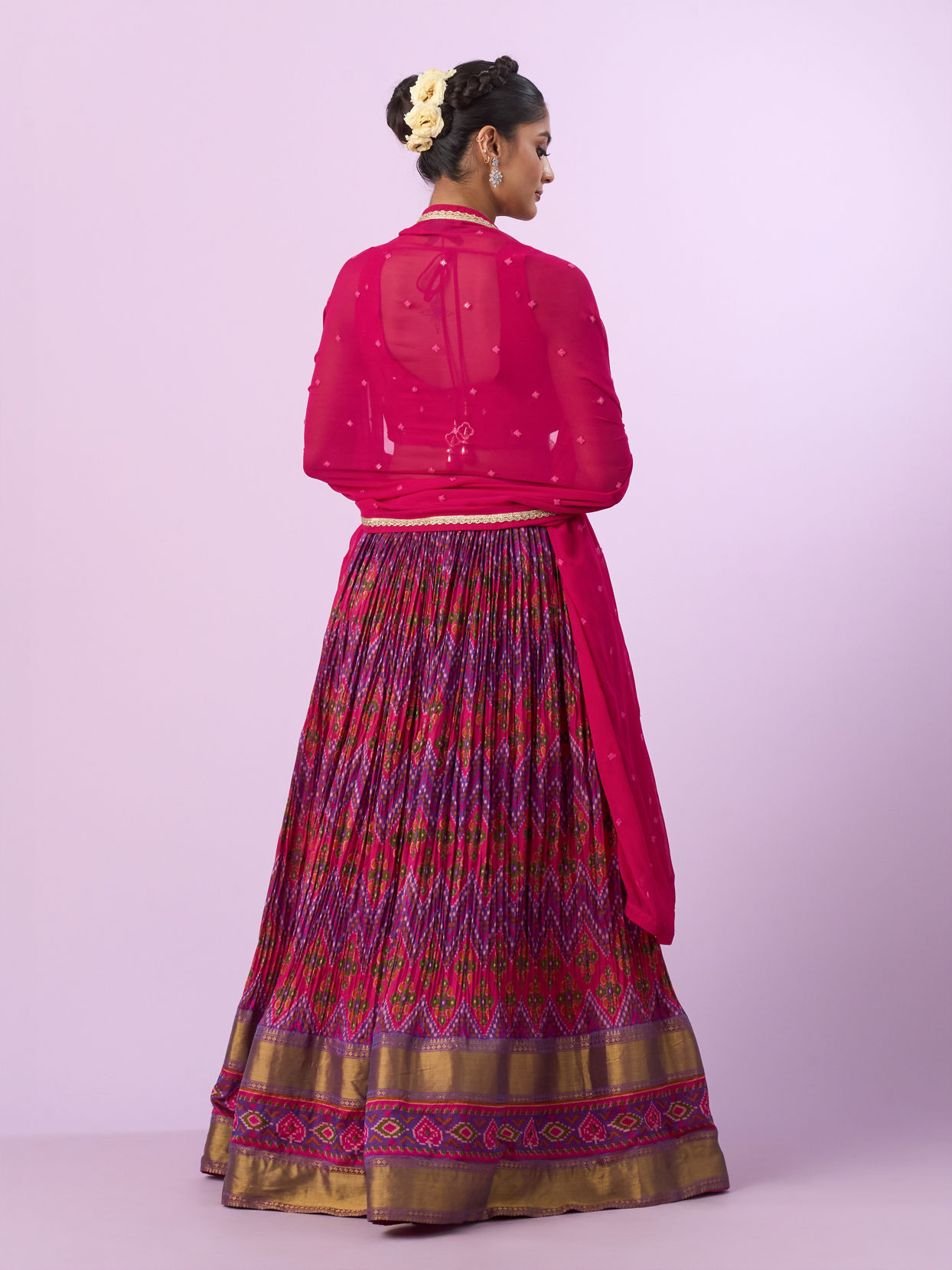 Mohey Women Ravishing Pink Chinon Lehenga