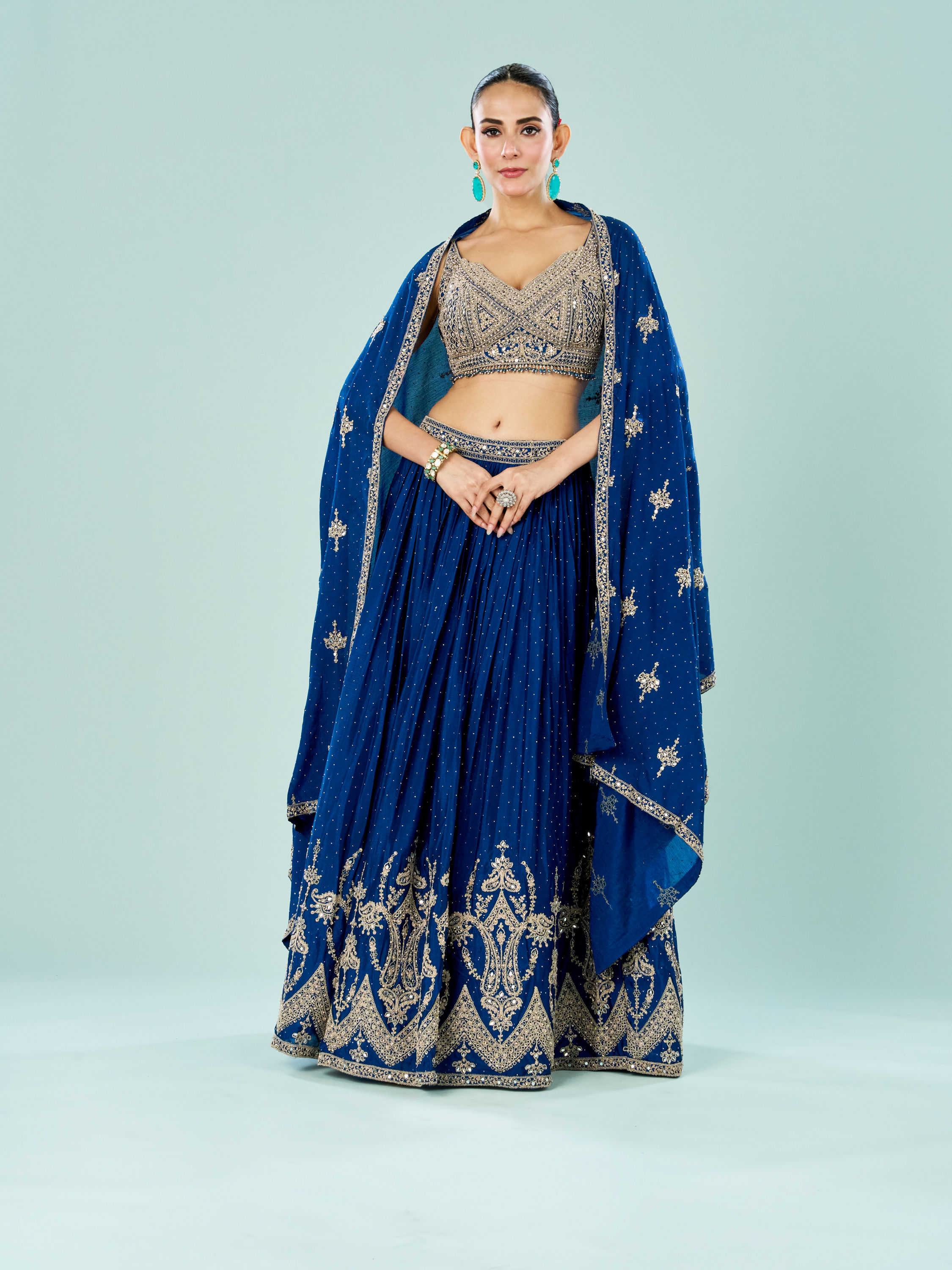 Mohey Women Ethereal Blue Lehenga Ensemble