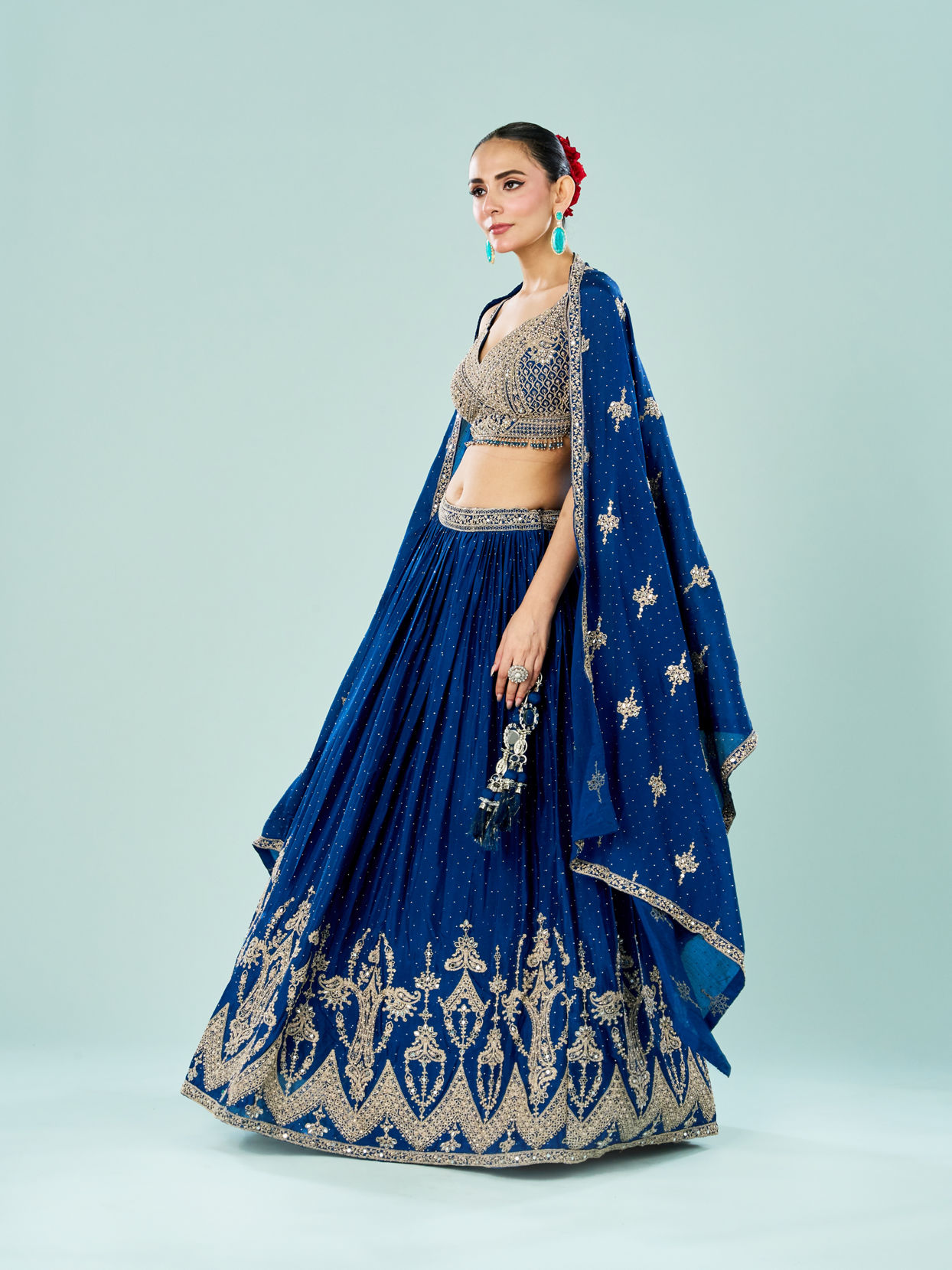 Mohey Women Ethereal Blue Lehenga Ensemble