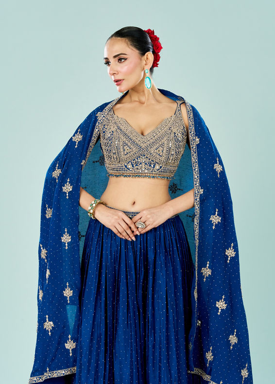 Mohey Women Ethereal Blue Lehenga Ensemble
