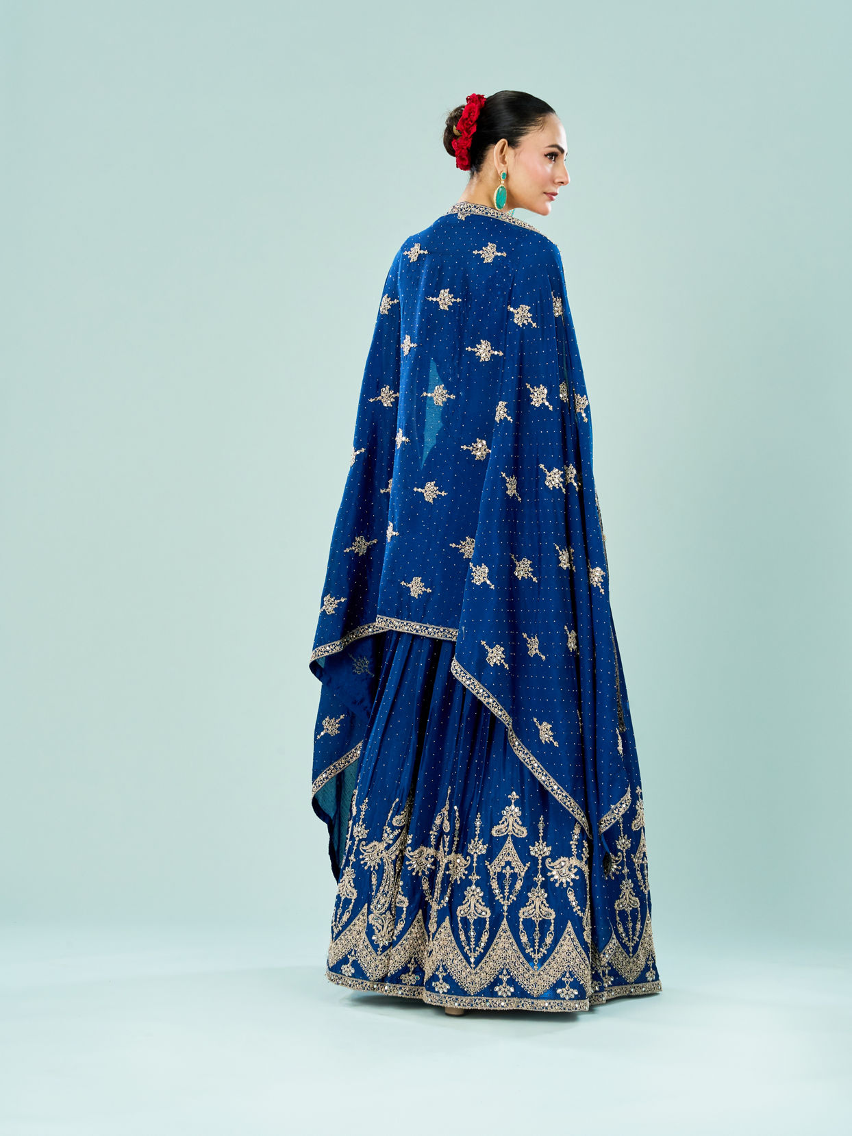Mohey Women Ethereal Blue Lehenga Ensemble