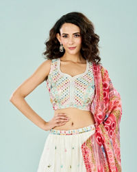 Mohey Women Cream Divine Crepe Lehenga