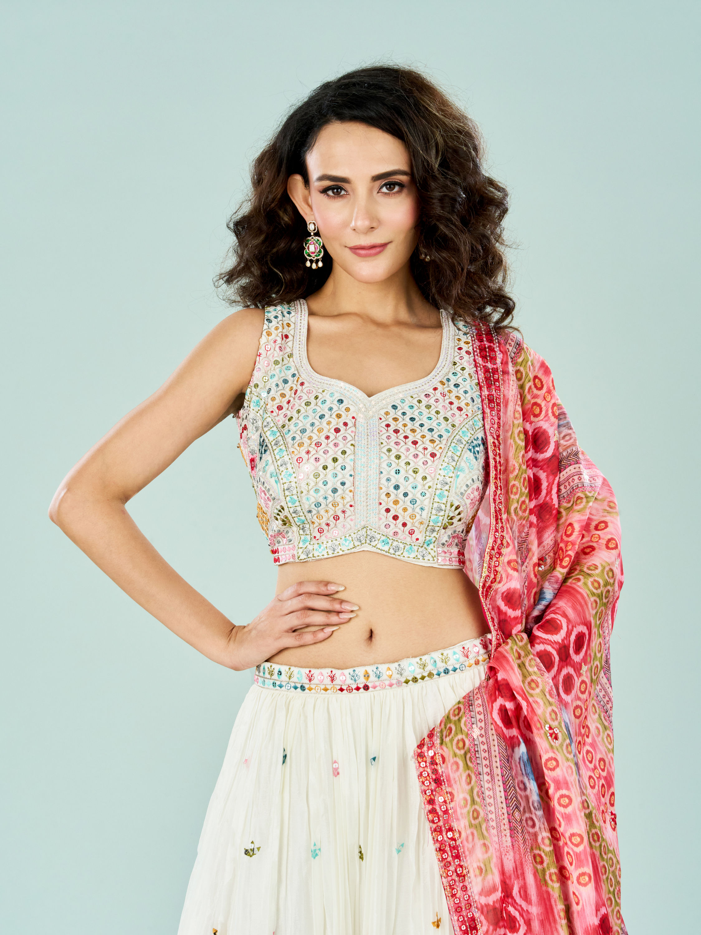 Mohey Women Cream Divine Crepe Lehenga
