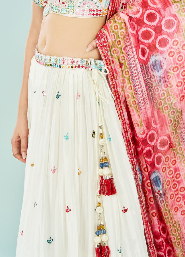 Mohey Women Cream Divine Crepe Lehenga