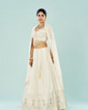 Mohey Women Elegant Cream Georgette Lehenga