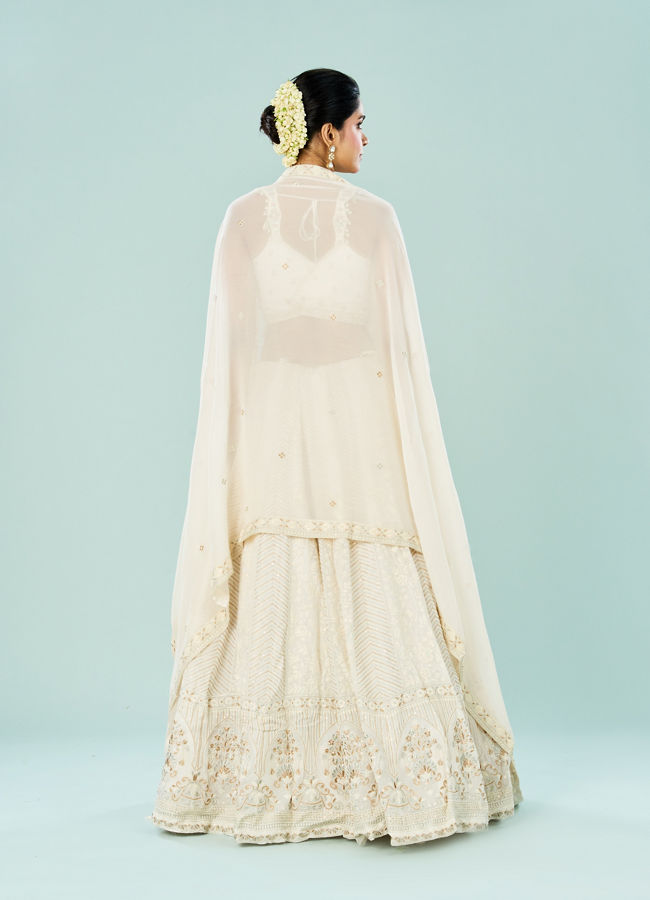 Mohey Women Elegant Cream Georgette Lehenga
