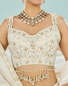 Mohey Women Elegant Cream Georgette Lehenga