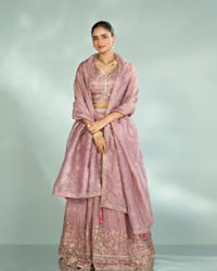 Mohey Women Regal Purple Chinon Lehenga
