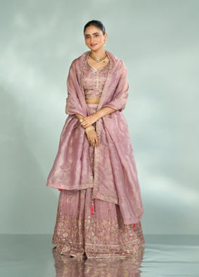 Mohey Women Regal Purple Chinon Lehenga