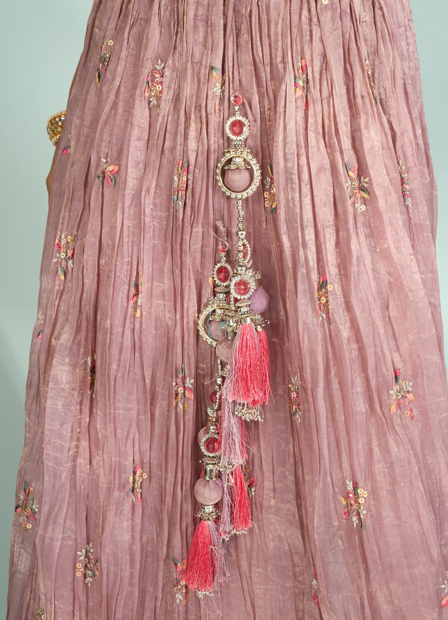 Mohey Women Regal Purple Chinon Lehenga