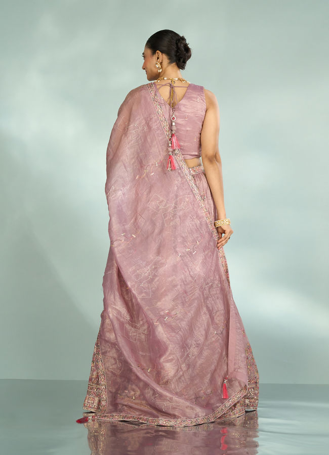 Mohey Women Regal Purple Chinon Lehenga