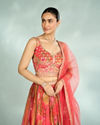 Mohey Women Flowery Glow Orange Lehenga