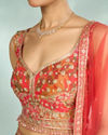 Mohey Women Flowery Glow Orange Lehenga