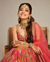 Mohey Women Flowery Glow Orange Lehenga