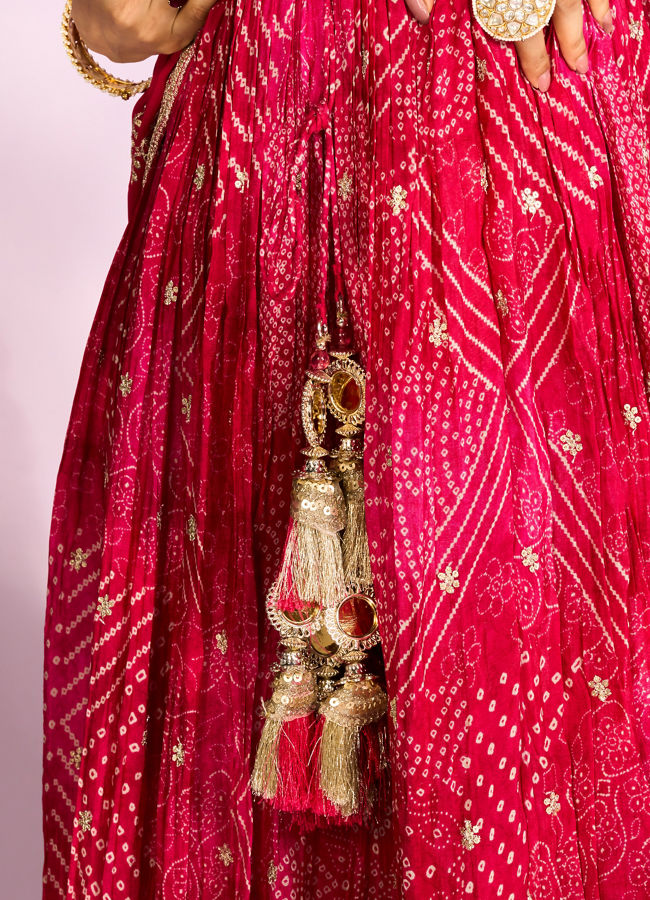 Mohey Women Pink Chinon Ensemble Lehenga