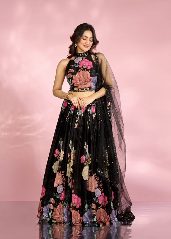 Mohey Women Black Essence Elegance Lehenga