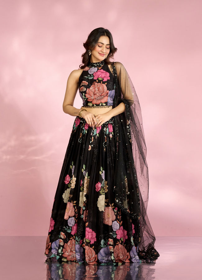 Mohey Women Black Essence Elegance Lehenga