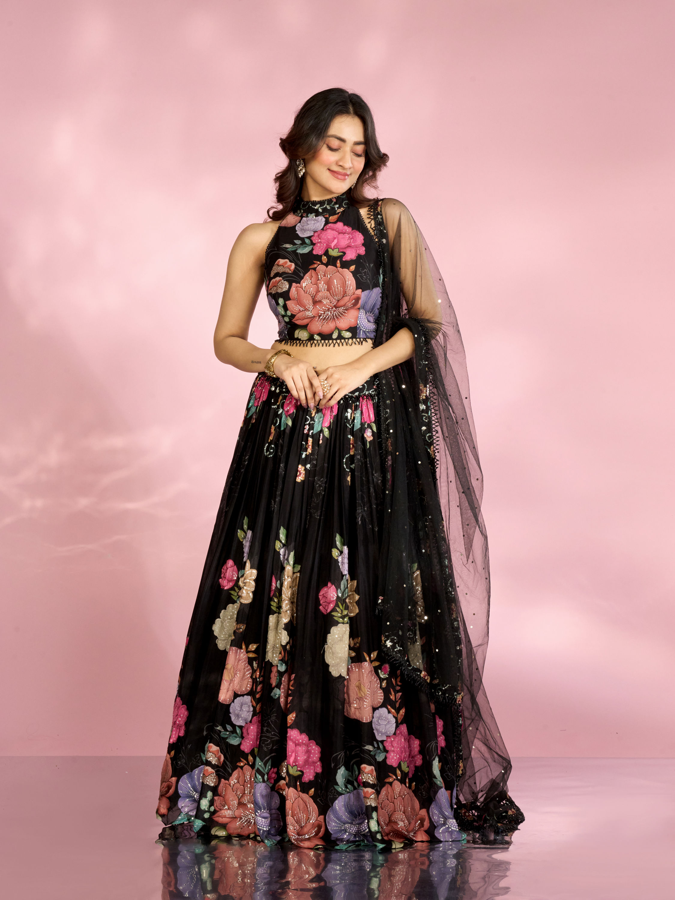 Mohey Women Black Essence Elegance Lehenga
