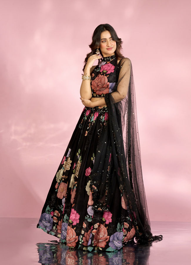 Mohey Women Black Essence Elegance Lehenga