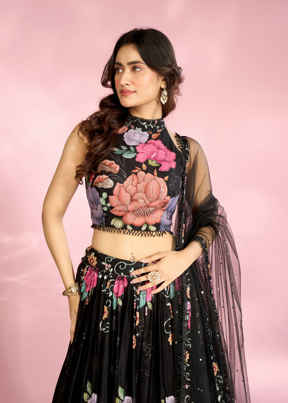 Mohey Women Black Essence Elegance Lehenga