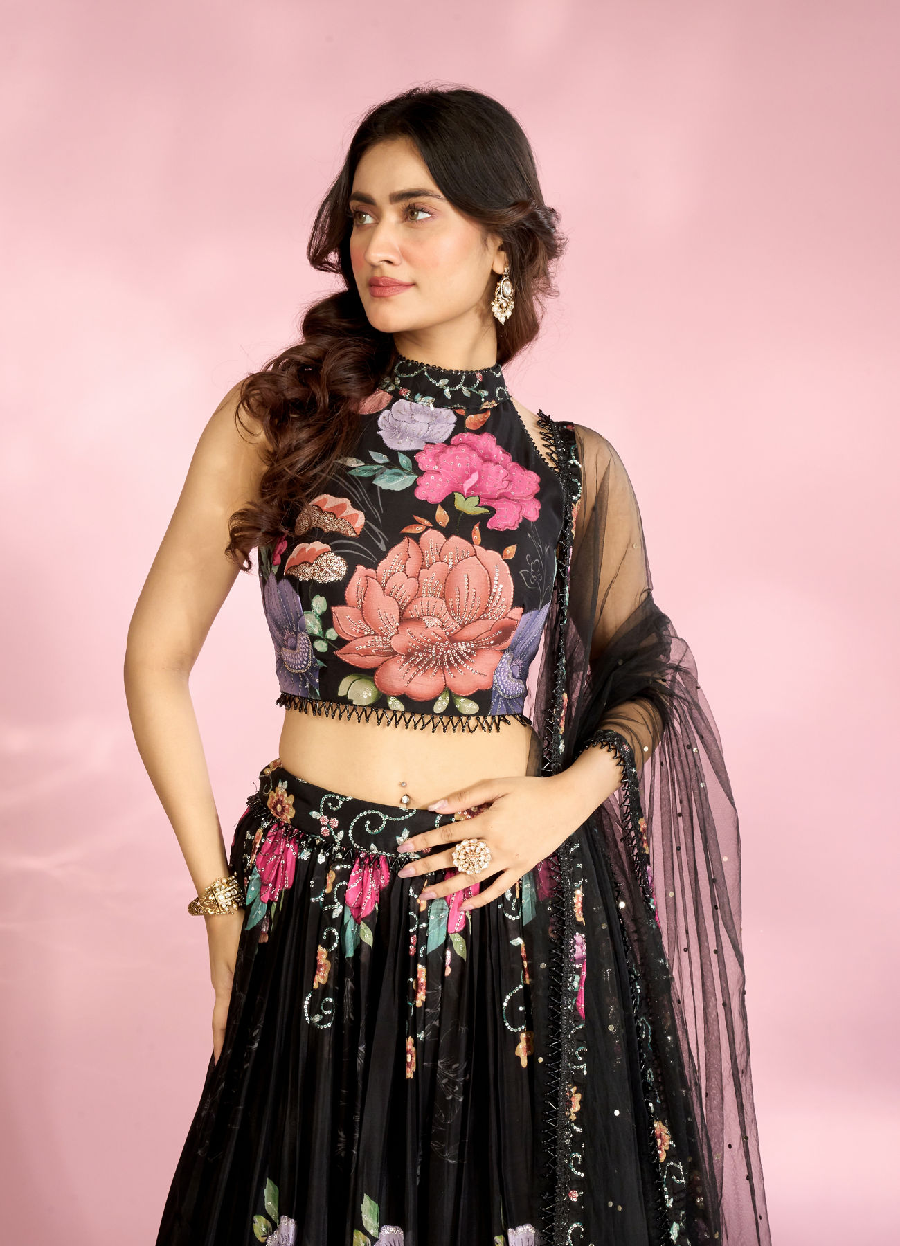 Mohey Women Black Essence Elegance Lehenga