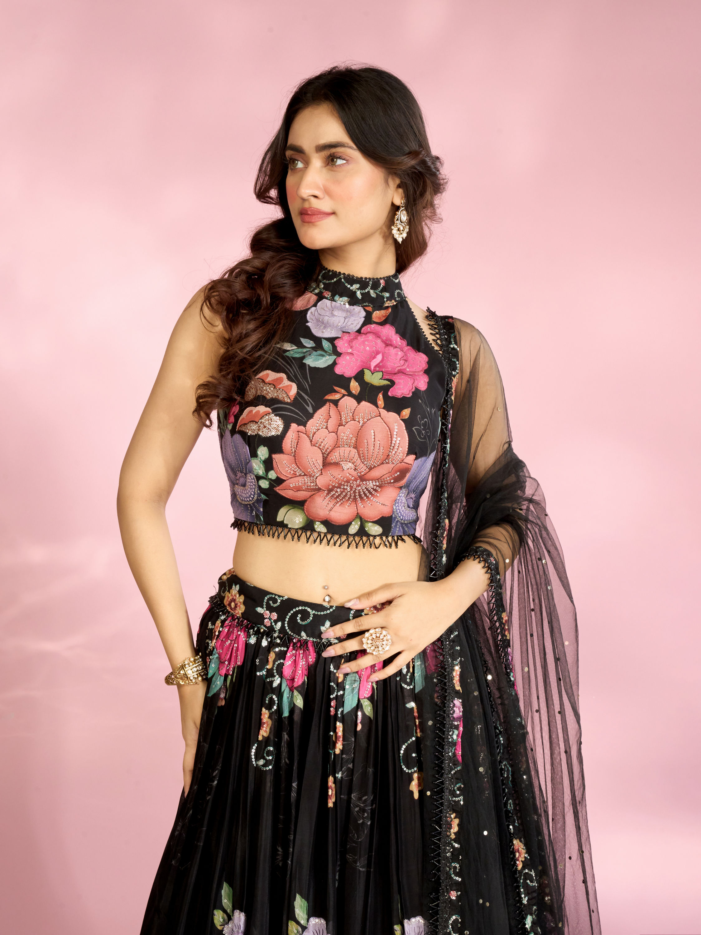 Mohey Women Black Essence Elegance Lehenga