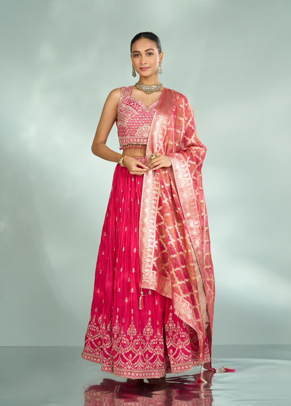 Mohey Women Royal Pink Elegance Lehenga
